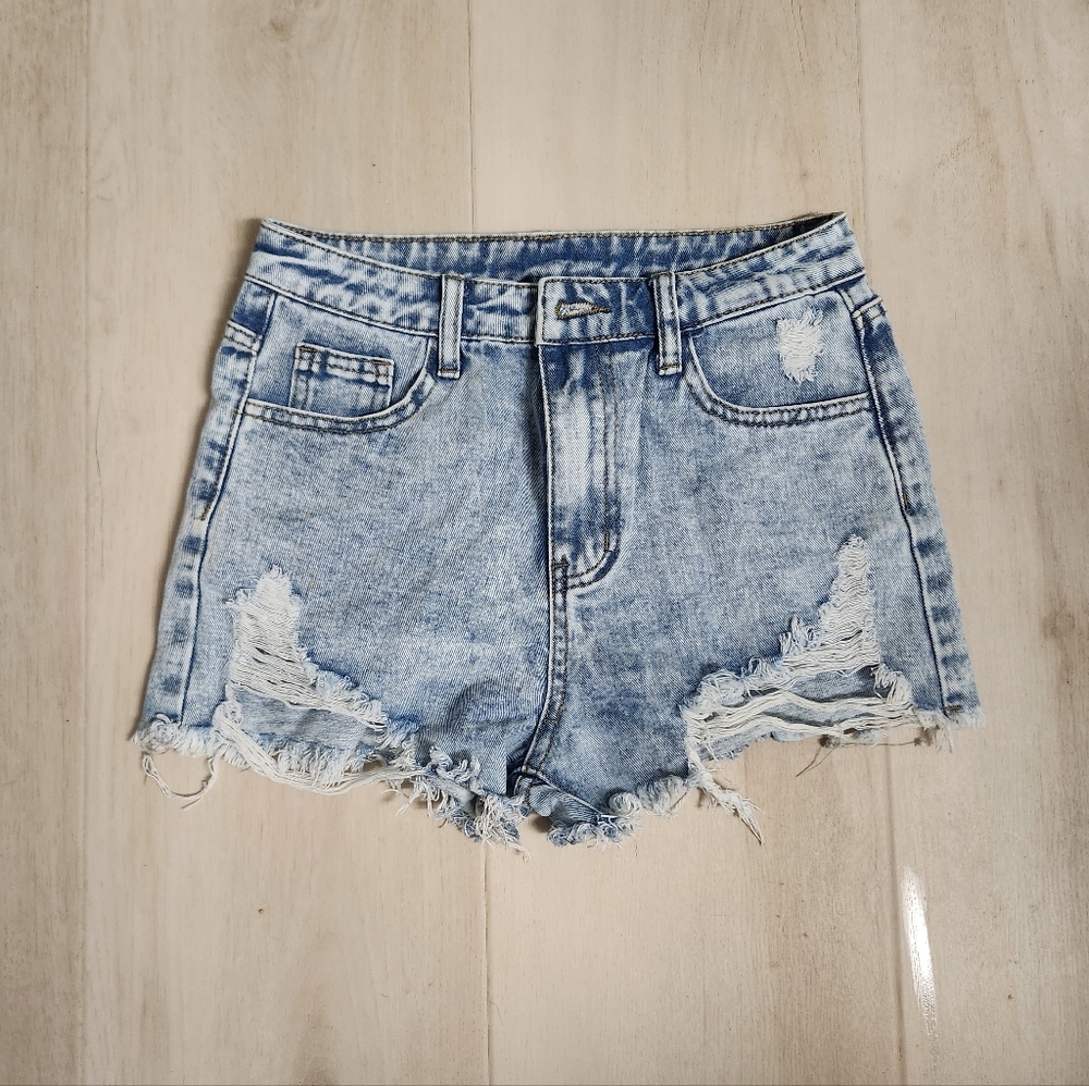 SHEIN | Light Blue Distressed Jean Shorts